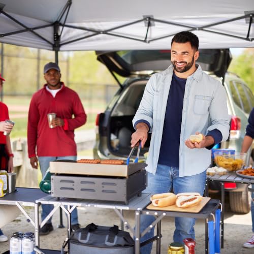 Portable Camping Kitchen Table - Slim-Fold Cook Station with Heat-Resistant Top & Storage Racks