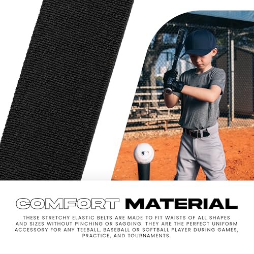 Youth Baseball & Softball Belt - Adjustable 22-42 Inches - Black