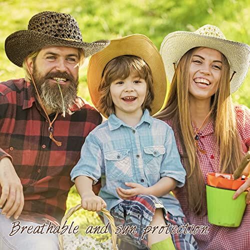 9 Pack Straw Cowboy Hats for Women Men - One Size Khaki Beige Coffee