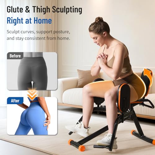 Orange HXD-ERGO Hip Abductor Machine for Glute & Thigh Workout - Home Gym Equipment