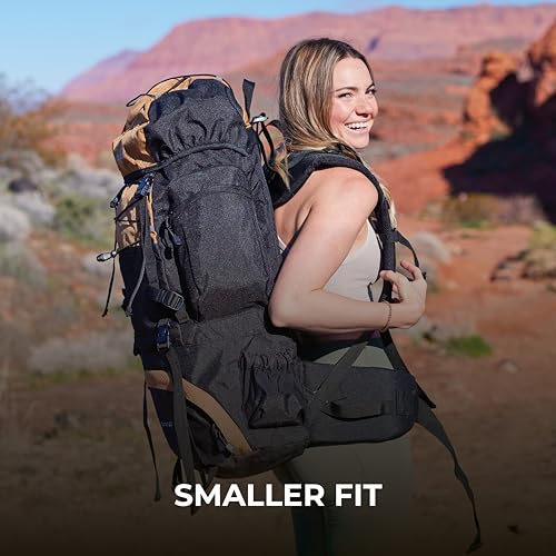 Teton Scout 55L Internal Frame Hiking Backpack with Rain Cover - Black / 55L