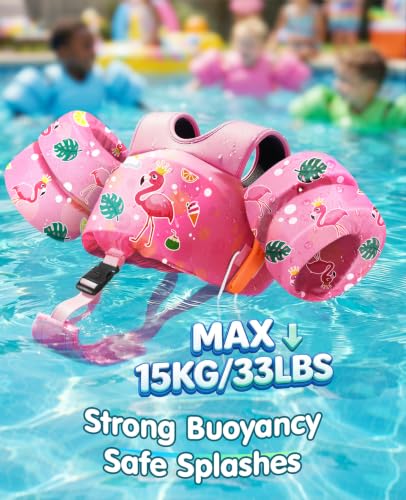 Toddler Swim Vest for 13-33 lbs Pink Adjustable Water Safety Float
