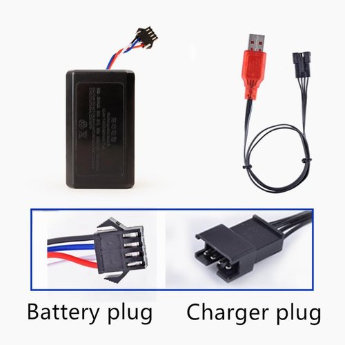 Cecicebb 7.4V Lipo Battery 500mAh for Electric Water Gun 2 Pack with USB Charger Cable