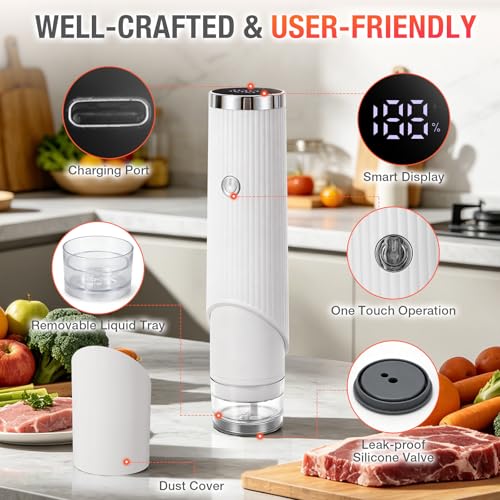 Handheld Food Vacuum Sealer with 30 Reusable Bags - Portable & Battery-Powered