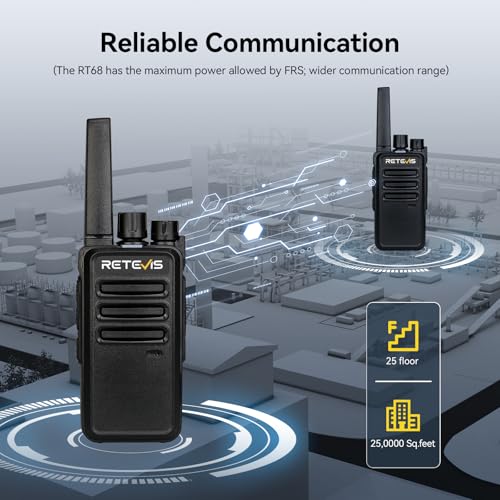 Retevis RT68 Walkie Talkies Long Range with Earpiece & 6-Pack Charger