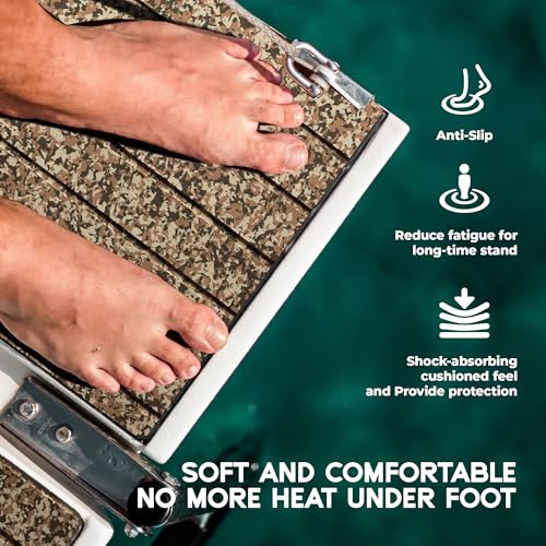 Focean Camo Marine EVA Foam Boat Flooring 94x23 Inch, Non-Slip Decking for Boat & RV, Stripe-Camo Brown