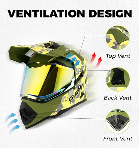 Orthrus Halo XL Dual Sport Motorcycle Helmet DOT Certified UV Visor Intercom Slot