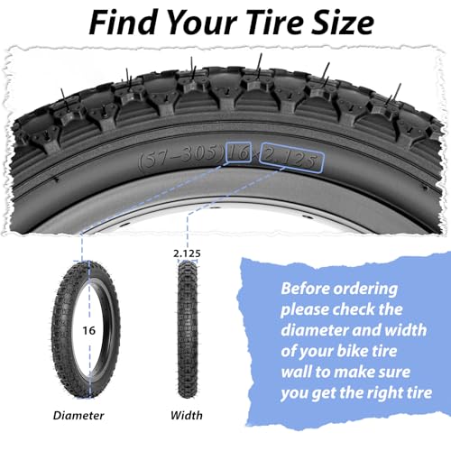 Kids Bike Tire 16x2.125 Inch Folding Replacement Bicycle Tire for MTB BMX