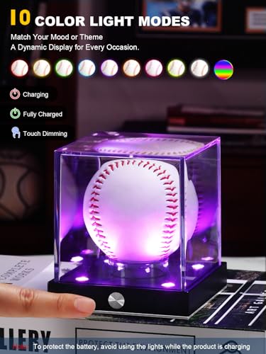 LED Baseball Display Case with Color Light and Memory Function - 1 Pack - Baseball