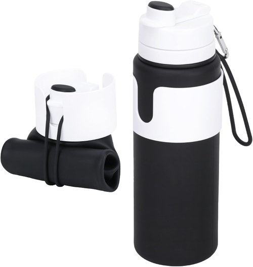 Collapsible Water Bottle - 26oz BPA-Free, Lightweight Leak-Proof Design | Portable Travel Bottle (Black)