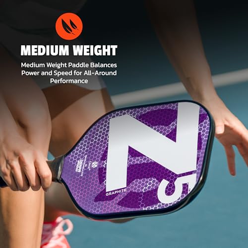 Onix Graphite Z5 Purple Pickleball Paddle with Wide-Body Shape, Honeycomb Core, & Tennis Handle Grip