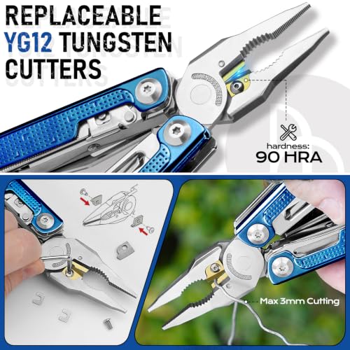 Multitool Pliers with Blue Titanium Handle & 440A Knife - BI2049BL