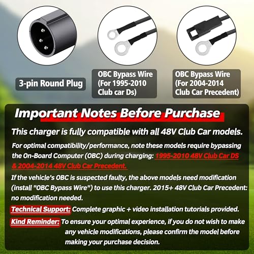 48V Lead Acid Golf Cart Battery Charger for Club Car Precedent & DS - 3-Pin Waterproof Smart Charger - Silver - Variation of This Listing