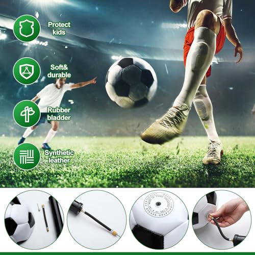 Bulk Size 5 Soccer Balls with Pumps - Durable, Soft PU Leather, Indoor & Outdoor Use