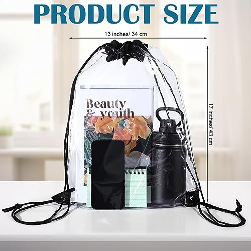 100 Pack Clear Drawstring Backpacks Bulk Stadium Approved Bags for Sports & Events - Black