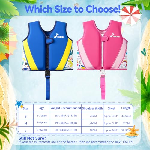 Toddler Swim Vest with Removable Floatation Pads Navy Blue Small 2-3Y - Adjustable Safety Strap & Zip