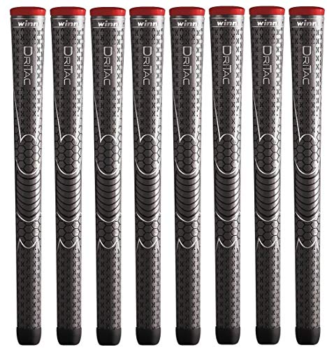 Winn DriTac Standard Dark Grey Golf Grips - Set of 8, Non-Slip Performance