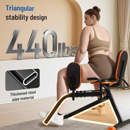 Orange HXD-ERGO Hip Abductor Machine for Glute & Thigh Workout - Home Gym Equipment
