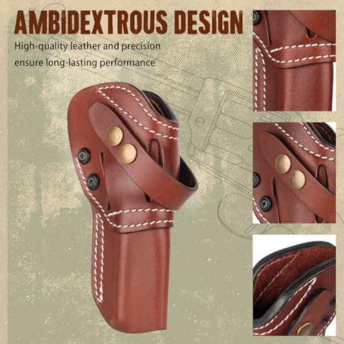 Leather Revolver Holster 4.75 Inch for Ruger Wrangler & Heritage Rough Rider - Ambidextrous, Adjustable Retention