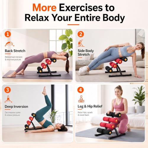 Foldable Inversion Table for Back Pain Relief and Spinal Decompression