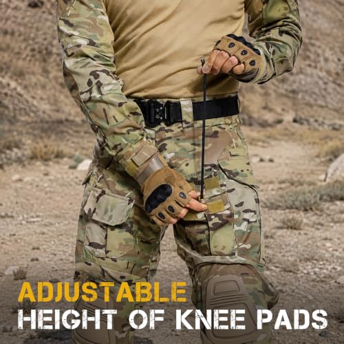 Men's Tactical Combat Suit Set - Large Multicam Military Uniform with Knee Pads