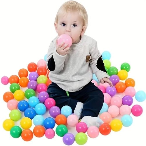 Ball Pit Balls by [Brand Name] - Crush Proof Plastic for Toddlers | 100 Pcs, 5.6 cm with Mesh Bag