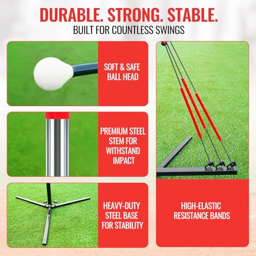 Youth Baseball & Softball Swing Trainer with Auto Reset & Adjustable Height