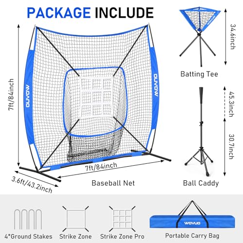 Blue 6x6 ft Baseball Net for Batting & Pitching Training with Strike Zone & Accessories - Kids & Adults Sport Practice