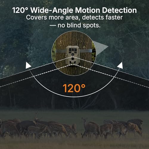 GardePro E5 2.0 4K Trail Camera with No-Glow Night Vision, 120° Detection