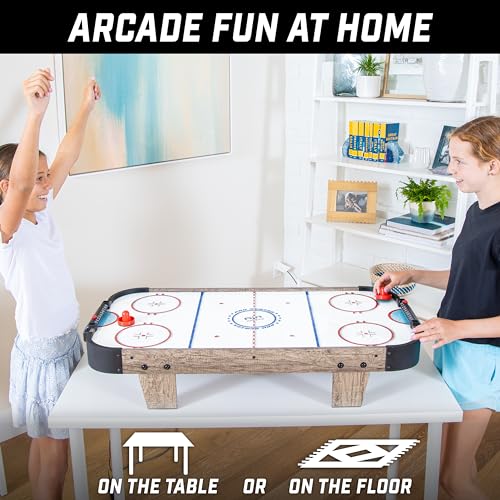 40 Inch Tabletop Air Hockey Game for Kids - Modern Oak Finish