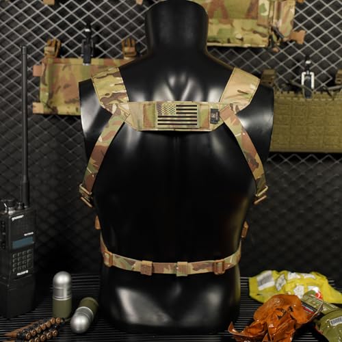 KRYDEX Camo Tactical Chest Rig Triple Mag Pouch Set with GP & Drop Pouch