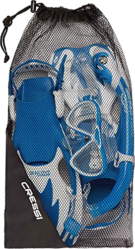 Cressi Junior Snorkeling Kit Blue/White L/XL US Youth 1/6 EU 32/38 - Mask, Dry Snorkel, Fins & Bag