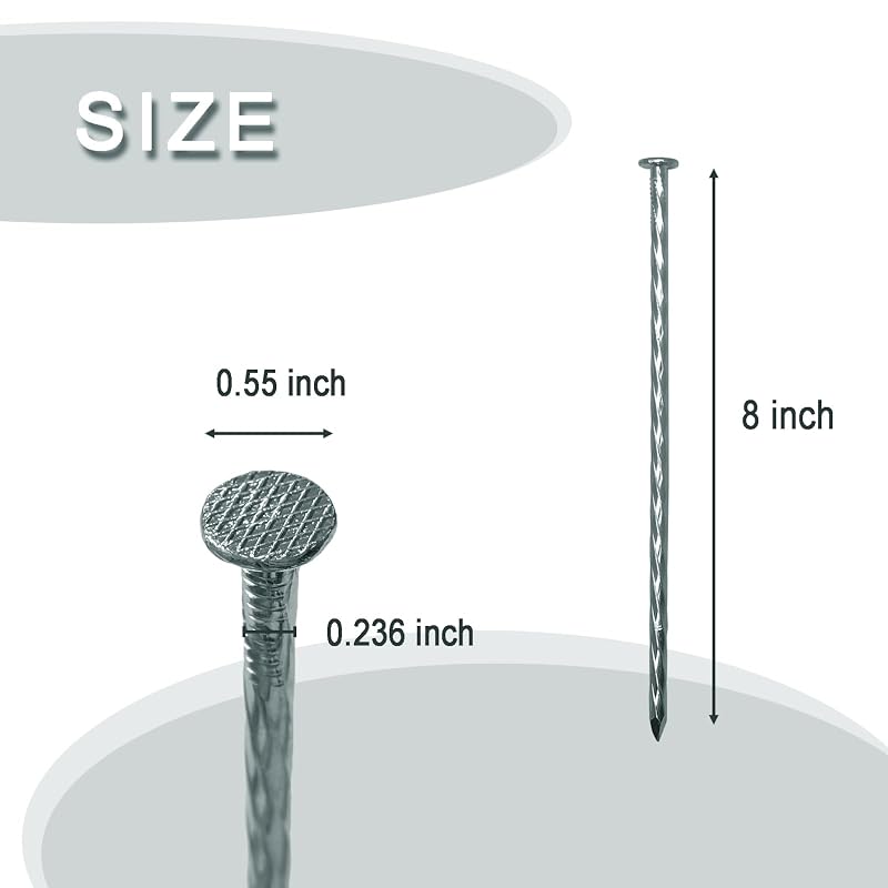 8 Inch 100 Pcs Artificial Turf Stakes Galvanized Landscape Stakes - Heavy-Duty Spiral Design (Variation: 100+8 inch)