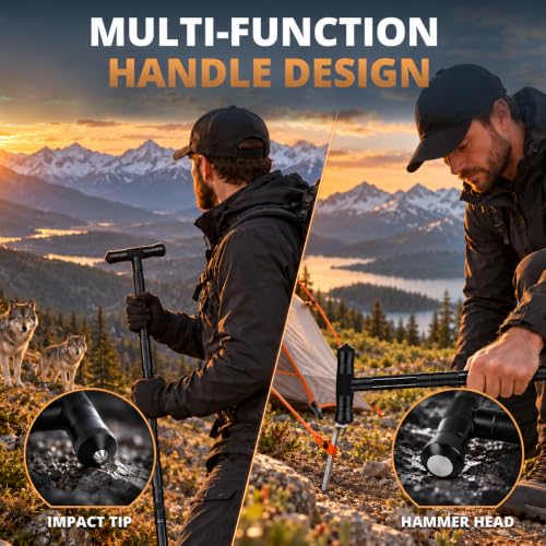 Black 40.5-Inch Tactical Walking Stick with Survival Tools & Versatile Handle - 5 Tubes