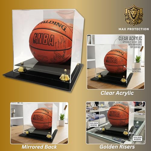Max Protection Acrylic Basketball Display Case with Mirror Back - UV Protected, Fully Assembled