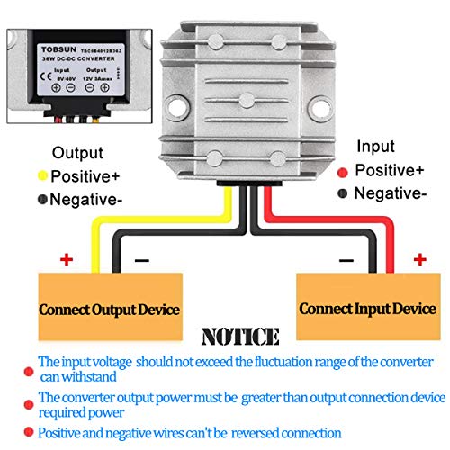 Voltage Reducer DC 8V-40V to 12V 3A 36W Buck Boost Converter - Waterproof, Compact