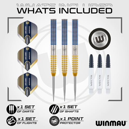 Winmau Daryl Gurney SC 1.0 23g Tungsten Steel Tip Darts Set with Flights & Shafts