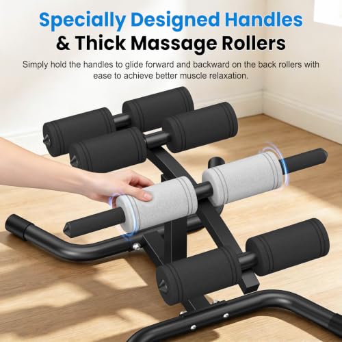 DERACY Black Mini Inversion Table with Rollers - Back Extension Machine for Spinal Decompression