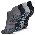Unisex Non-Slip Grip Socks for Yoga, Pilates, Hospital & Barre - Large-X-Large, 4 Pairs, Black & Grey