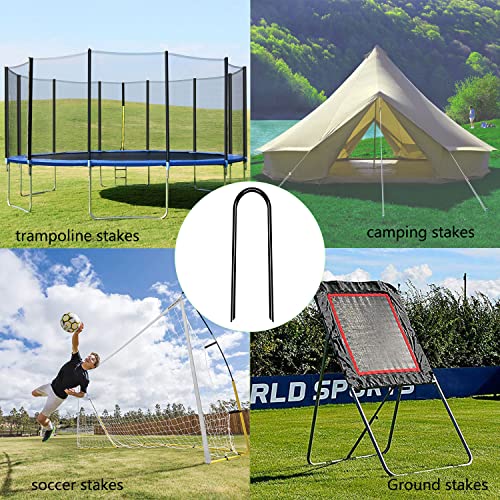 Heavy Duty Ground Stakes for Windproof Tents & Garden Decorations - Black, 8pcs