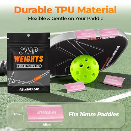 Pink Snap Weights for 16mm Pickleball Paddles No-Residue Clip-On Design