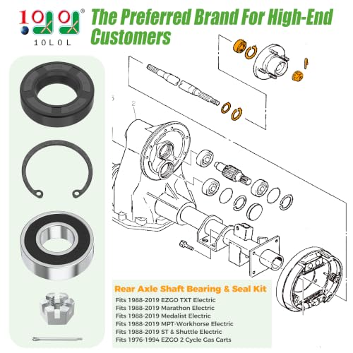 Golf Cart Rear Axle Shaft Bearing and Seal Kit for EZGO 1978-Up TXT RXV