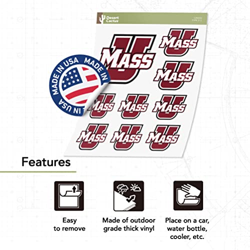 UMass Minutemen Sticker Decal - 8.5 x 11 Inch Vinyl Sports Fan Sticker Sheet