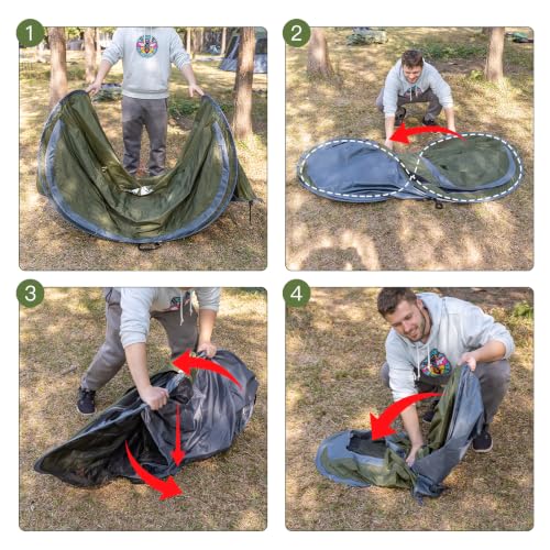 Night Cat 1-Person Waterproof Pop-Up Camping Tent - Army Green, 28.5'' Width