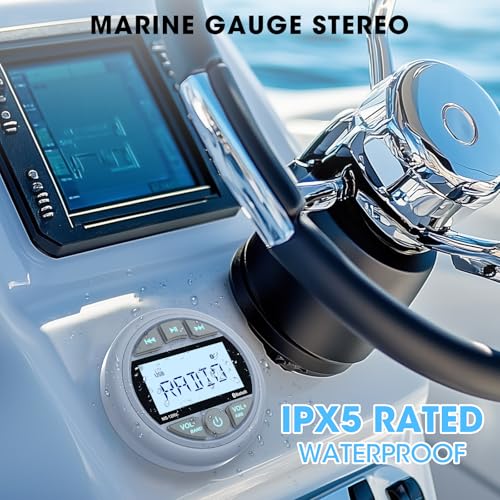 White Marine Bluetooth Boat Stereo Receiver Waterproof Gauge Radio System