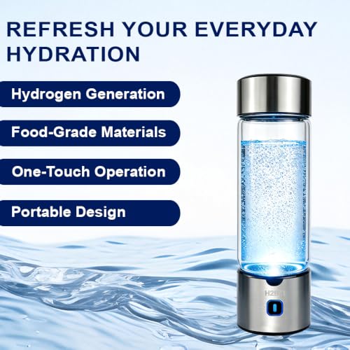 Hydrogen Water Bottle Generator 460ml Portable Silver Electrolysis Machine