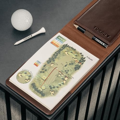 Genuine Leather Golf Scorecard and Yardage Book Holder - Dark Brown