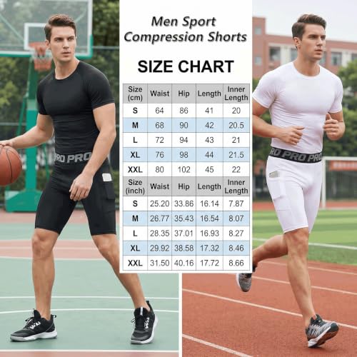 Men's Compression Shorts with Phone Pocket - Running Gym Yoga Athletic Tights, Summer Cool & Dry, Medium / Black Pack