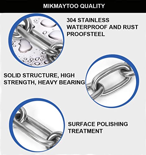 Heavy Duty Stainless Steel Chain 20 Inches 4MM-2 PCS for Punching Bags Swing Chair Yoga