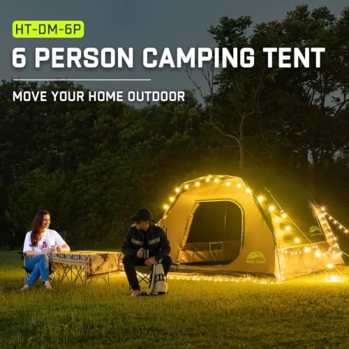 Black 6-Person Dome Camping Tent with Rainfly, Spacious & Waterproof